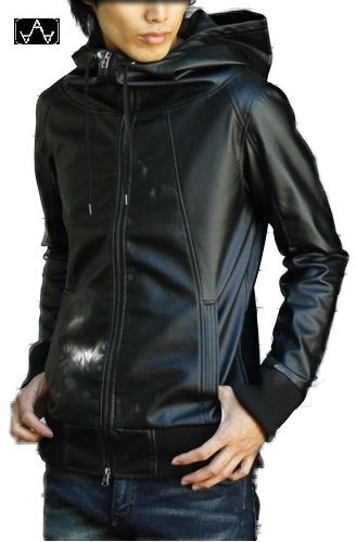 GIACCA DA UOMO ARTIGIANALE, MOD: GIUBBINO IN PELLE CON CAPPUCCIO - MIRKO-NE