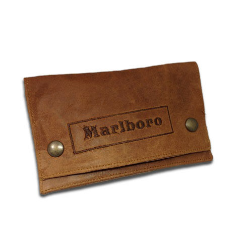 PORTA TABACCO IN PELLE PORTA CARTINE FILTRI MOD.QUADRY -MARRONE