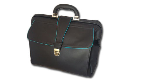 BORSA DA MEDICO IN CUOIO VERO ARTIGIANATO ITALIANO, MOD: DOCT- NERO/TURCHES