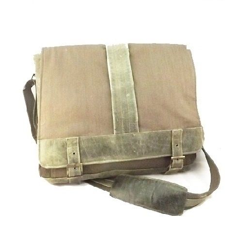 BORSA TRACOLLA UOMO MESSENGER IN VERA PELLE/CANVAS - JEANS-VERDE