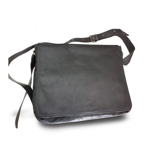 BORSA TRACOLLA UOMO MESSENGER IN VERA PELLE - POSTINO BLACK NABUK