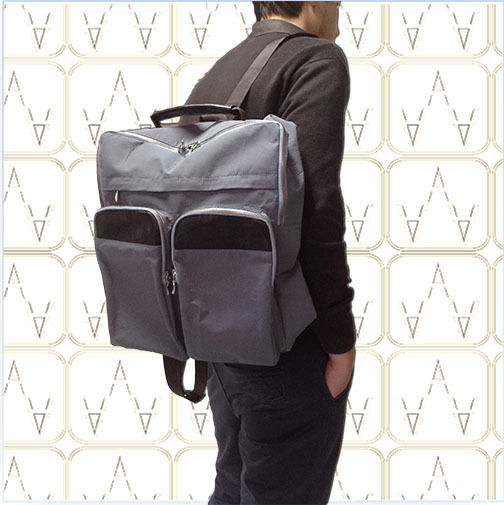 ZAINO BACKPACK IN TESSUTO E INSERTI IN VERA PELLE ARTIGIANATO ITALIANO MOD : ZX0