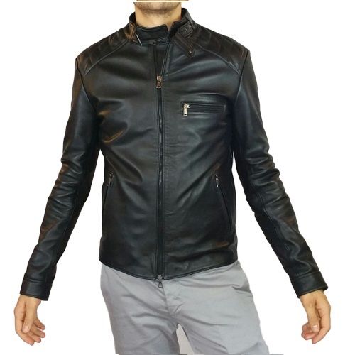 GIACCA DA UOMO ARTIGIANALE, MOD: GIUBBINO IN PELLE - ALEX- BIS NERO