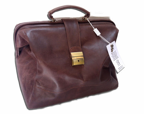 BORSA DA MEDICO IN CUOIO VERO ARTIGIANATO ITALIANO, MOD: BORSA VIAREGGIO - BROWN