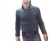 GIACCA DA UOMO ARTIGIANALE,GIUBBOTTO IN PELLE TRAFORATA BLU MOD.TRAF015