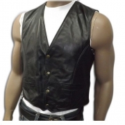 GILET IN PELLE DA UOMO , VERO ARTIGIANATO ITALIANO MODELLO CON AUTOMATICI